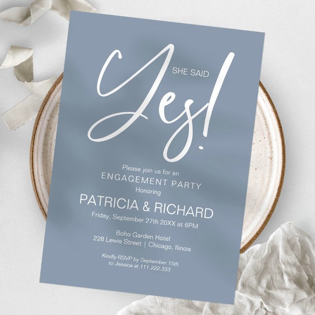 Invitation Calligraphie Chic Elle a Dit Oui Fête de Fiançaill (Créateur téléchargé)