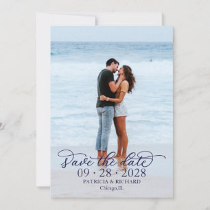 Invitation Calligraphie Chic Photo Enregistrer La Date