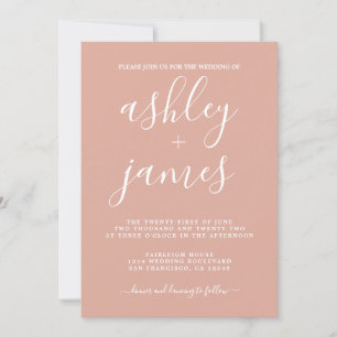 Invitation Calligraphie Chic simple Mariage rose Dusty