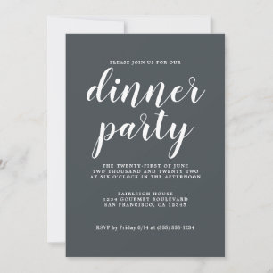 Invitation Calligraphie Chic Simple Off-Black Dinner Party