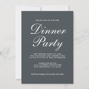 Invitation Calligraphie Chic Simple Off-Black Dinner Party