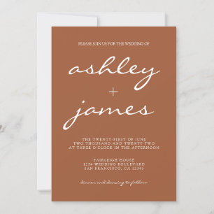 Invitation Calligraphie Chic Simple TerraCotta Mariage