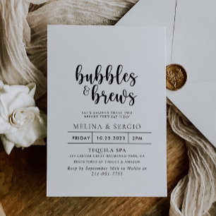 Invitation Calligraphie Classic Bubbles & Brews Douche nuptia