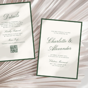 Invitation Calligraphie Classique Argent Vieux Mariage Sage F