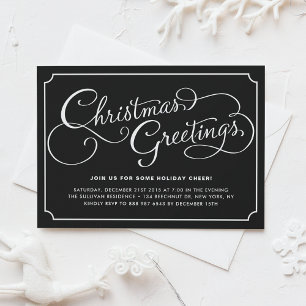 Invitation Calligraphie classique Black Christmas Party