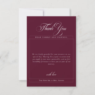 Invitation Calligraphie classique Bourgogne Simple Merci phot