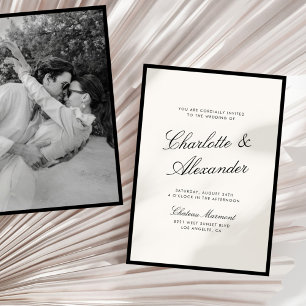 Invitation Calligraphie Classique Mariage Argent Ancien