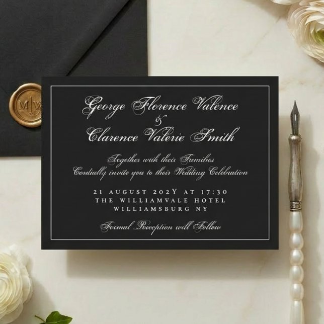 Invitation Calligraphie Classique Mariage Noir & Blanc (Créateur téléchargé)