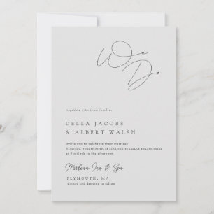 Invitation Calligraphie classique minimaliste Mariage gris cl