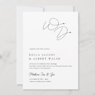 Invitation Calligraphie classique minimaliste Mariage noir bl