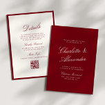 Invitation Calligraphie Classique Rouge Profond Mariage Argen<br><div class="desc">La collection de design de mariage "Classic Calligraphy Old Money" est une suite intemporelle et élégante inspirée par une tradition raffinée et un luxe discret. Avec des bordures noires nettes, des polices serif délicates et des lettrages script romantiques, cette suite dégage un charme sophistiqué rappelant les soirées vintage et les...</div>