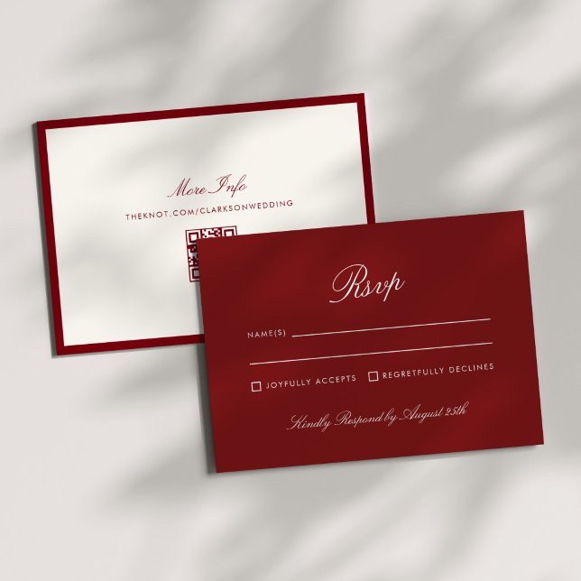 Invitation Calligraphie Classique Rouge Profond Rsvp Vieille  (Créateur téléchargé)