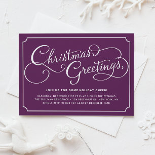 Invitation Calligraphie classique Script Purple Christmas Par
