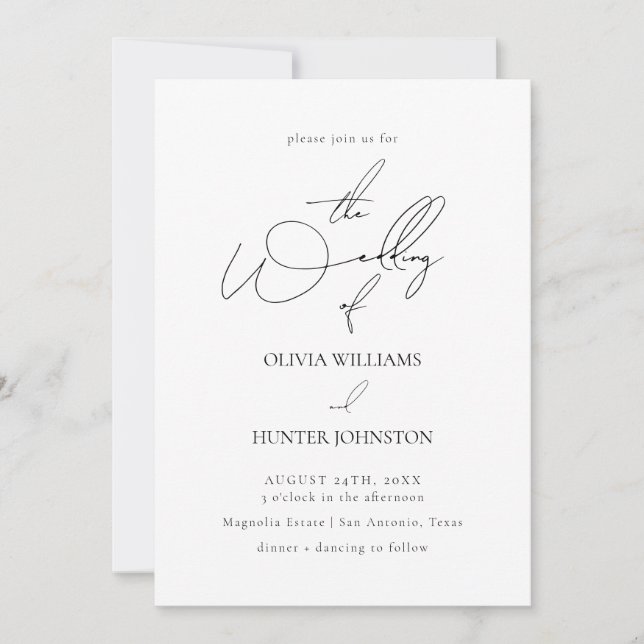 Invitation Calligraphie contemporaine Simple Mariage (Devant)