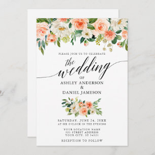 Invitation Calligraphie Coral Floral Mariage photo