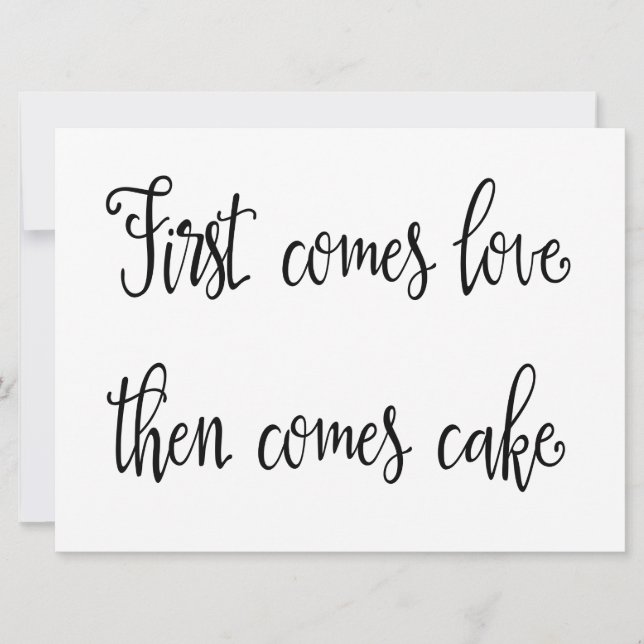 Invitation Calligraphie | "D'abord l'amour, puis le gâteau" (Devant)