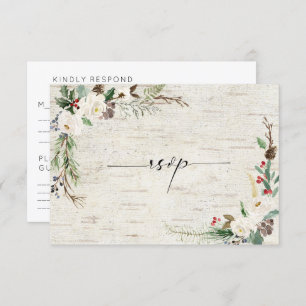 Invitation Calligraphie de bouleau d'hiver Botaniques Mariage