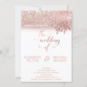 Invitation calligraphie de la glitterie botanique de feuille 