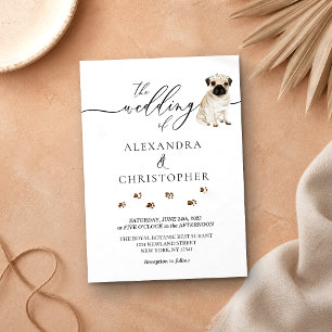 Invitation Calligraphie de mariage de chiot Pug