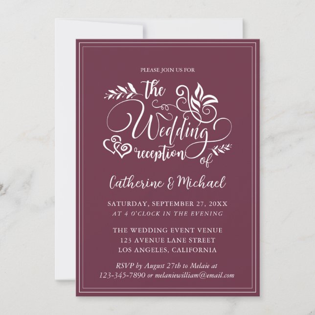 Invitation Calligraphie de Mariage décoratif (Devant)