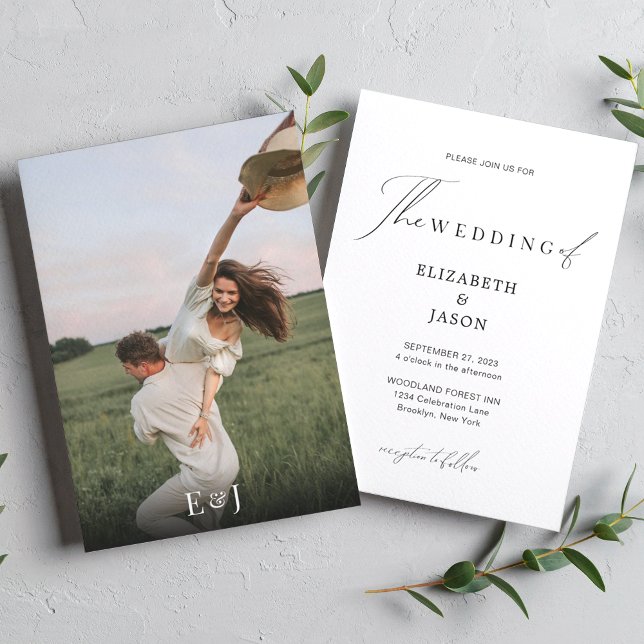 Invitation Calligraphie de monogramme de photo de mariage de  (Créateur téléchargé)