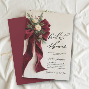 Invitation Calligraphie de Noël Ruban Rouge Enterrement de Vi