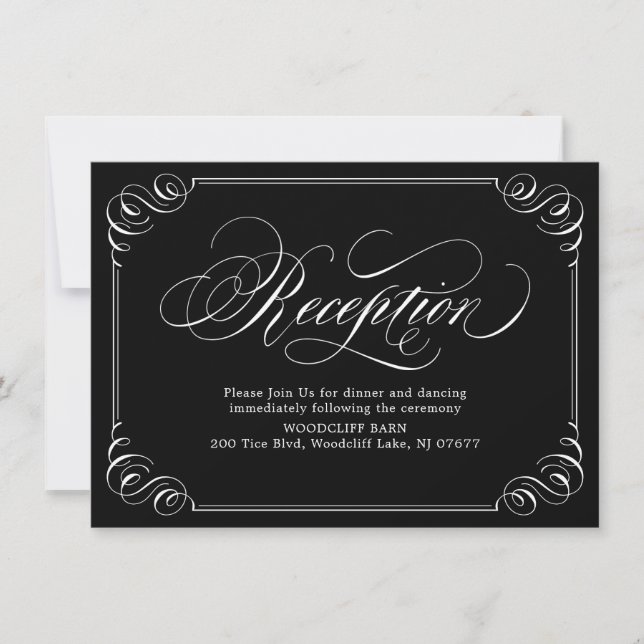 Invitation Calligraphie de réception élégante vintage avec fi (Devant)