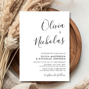 Invitation Calligraphie de script moderne minimaliste Mariage