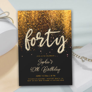 Invitation Calligraphie de strass Duo Glam Or 40e Anniversair