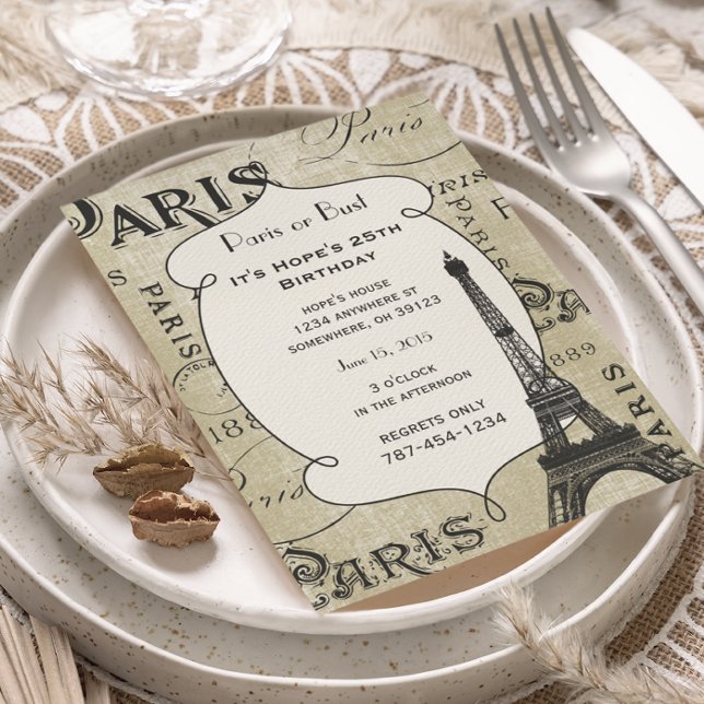 Invitation Calligraphie de typographie Paris France Tour Eiff (Créateur téléchargé)