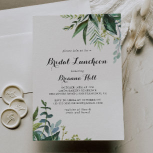 Invitation Calligraphie de verdure Fête des mariées de déjeun