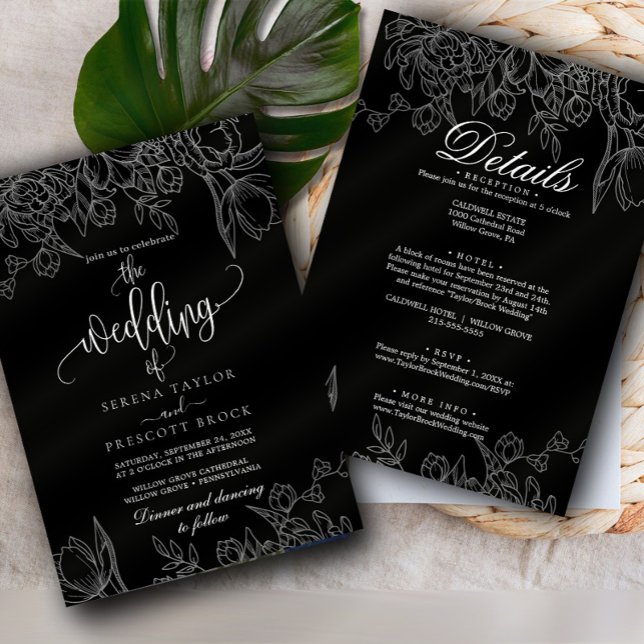 Invitation Calligraphie Delicate Minimale en un seul Mariage (Créateur téléchargé)
