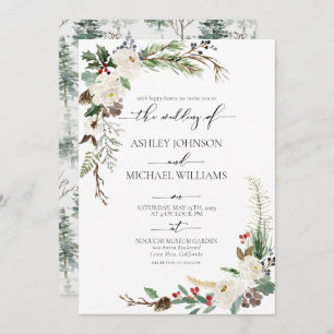 Invitation Calligraphie d'hiver rustique Mariage botanique