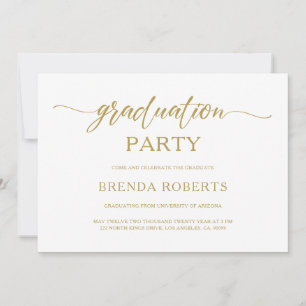 Invitation Calligraphie d'or minimaliste Whimsical sur blanc