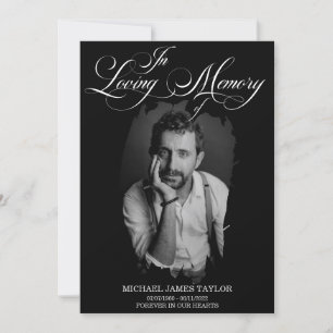 Invitation Calligraphie D'Or Photo En Mémoire D'Amour Funérai
