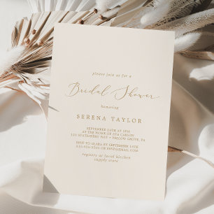 Invitation Calligraphie dorée délicate   Mariage crème