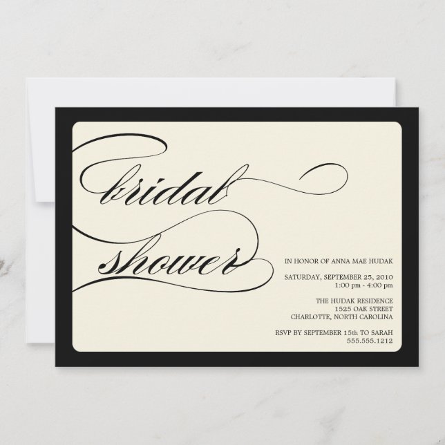 Invitation {calligraphie} douche nuptiale (Devant)