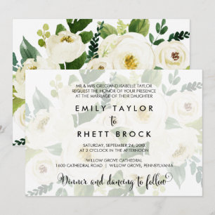 Invitation Calligraphie du Sud Faded Floral Foral Mariage