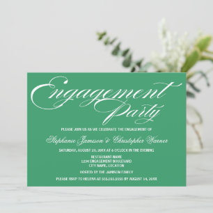 Invitation Calligraphie Elegance Green Engagement Party