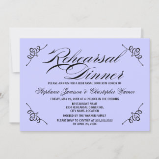 Invitation Calligraphie Élégance Lilac Repétition Dîner
