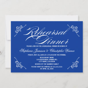 Invitation Calligraphie Élégance Royal Blue Rehearer Dîner