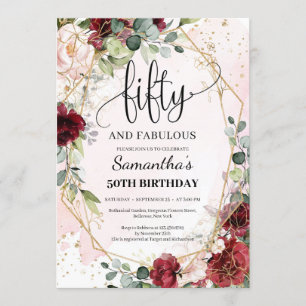 Invitation Calligraphie élégante cinquante et fabuleuse 50ème