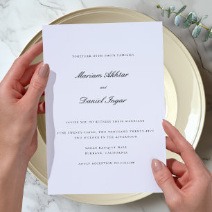 Invitation Calligraphie Élégante Écriture Simple Mariage Blan