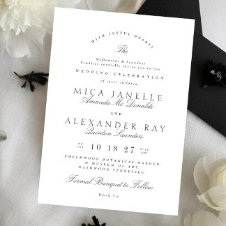Invitation Calligraphie élégante gris foncé Mariage officiel