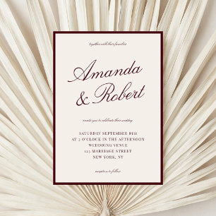 Invitation Calligraphie Élégante Mariage Argent Familial Bour