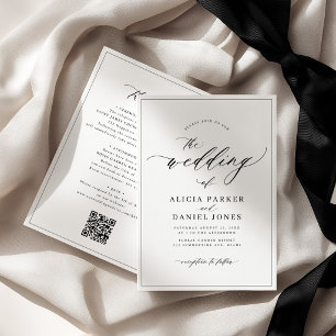 Invitation Calligraphie élégante mariage simple noir et blanc