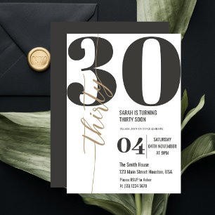 Invitation Calligraphie Élégante Moderne Trentième 30e Annive