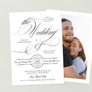 Invitation Calligraphie élégante officielle Cravate noire Mar