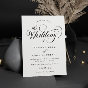Invitation Calligraphie élégante officielle Mariage noir et b