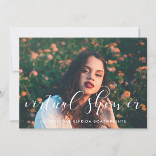 Invitation Calligraphie élégante Photo de douche de la mariée